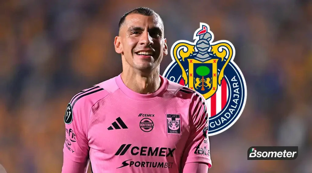 Nahuel Guzmán reaccionando ante la afición de Chivas durante la Liguilla 2026